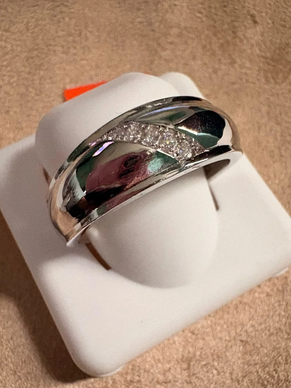 Men’s Sterling Silver Moissanite Ring Band Size 11